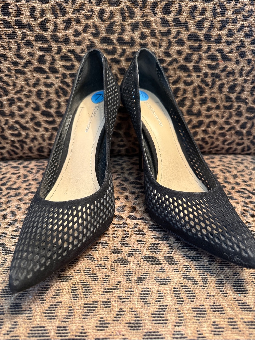 BCBGeneration Black Laser-Cut 3” Pointed Toe Heels